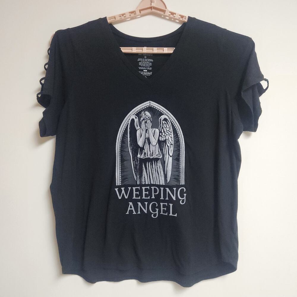 Dr Who Weeping Angel Shirt Womens 4X Plus Size Black White Her Universe